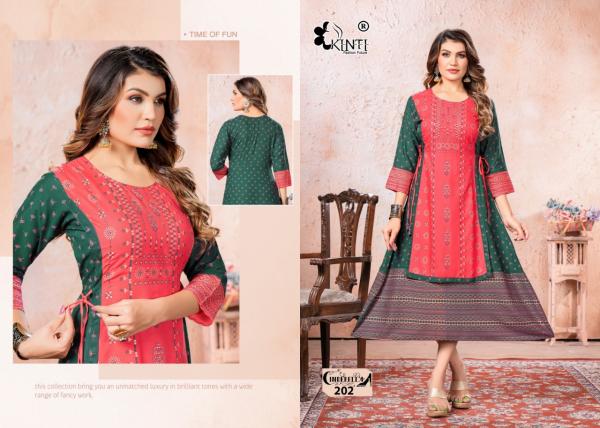 Kinti Cinderella 2 Rayon Designer Print Long Kurti Collection 